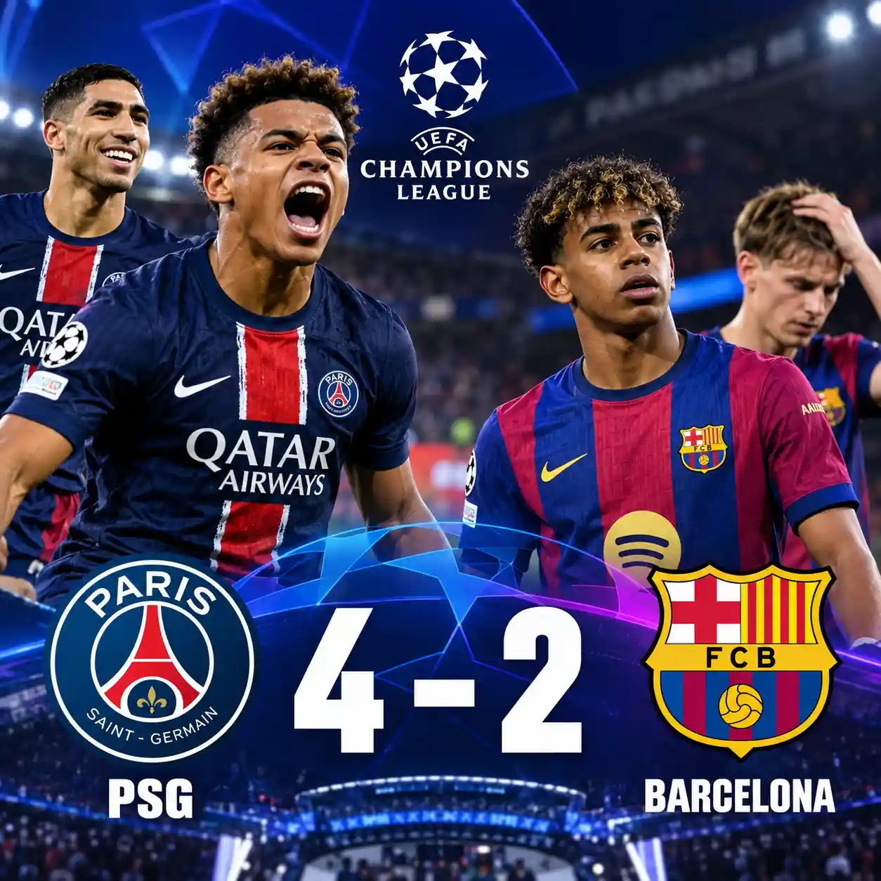 باريس سان جيرمان يهزم برشلونة 4-2 في قمة نارية بدوري أبطال أوروبا