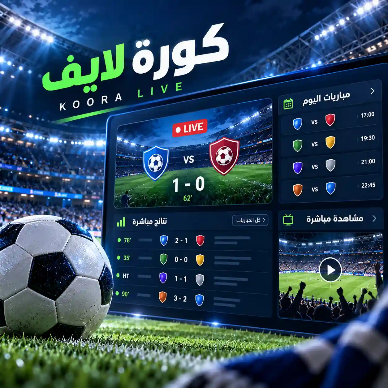 كورة لايف Koora Live: مشاهدة مباريات اليوم والنتائج المباشرة لحظة بلحظة